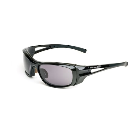 Z87 Horisun 7411 Safety Glasses, Shiny Black Full Frame/Smoke Anti-Fog Lens, PK12 7411PK